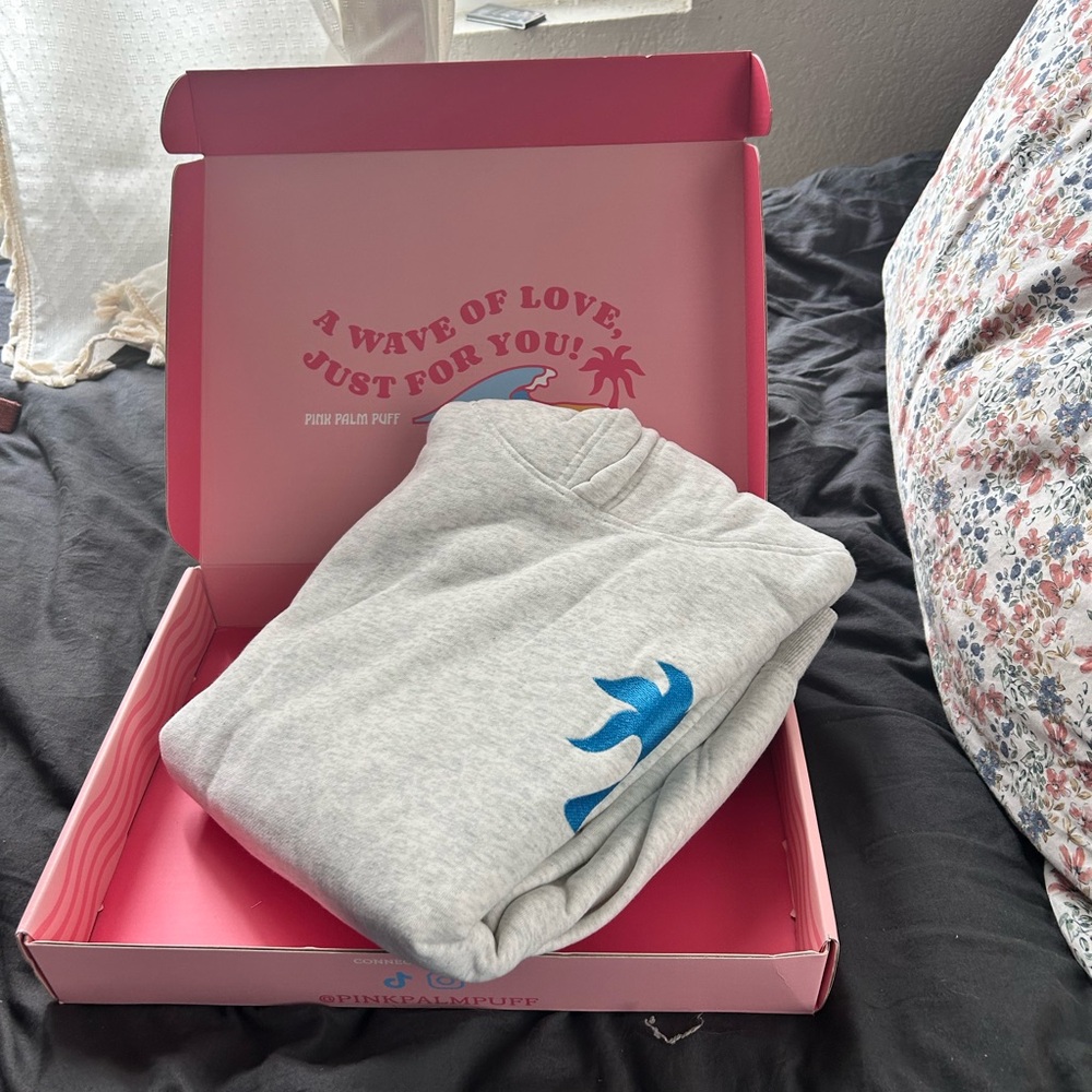 Gray Sweatshirt with Blue Logo